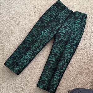 J. Crew Elegant Black and Green Cropped Trouser Dress Pant Sz 0P